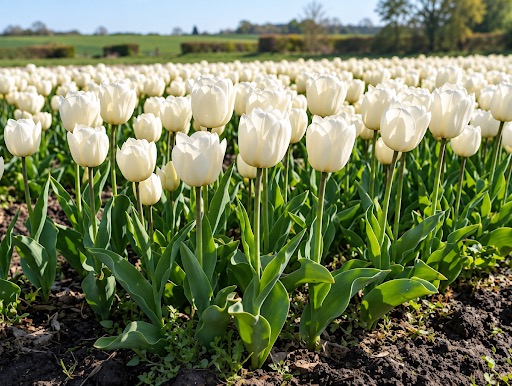 Pure white fringed tulips